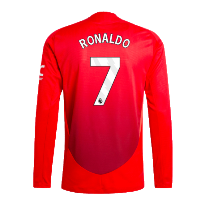 2024-2025 Man Utd Authentic Long Sleeve Home Shirt (Ronaldo 7)-Football Jersey Hub