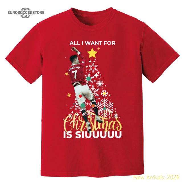 Cristiano Ronaldo Christmas T-Shirt (Red)-Football Jersey Hub