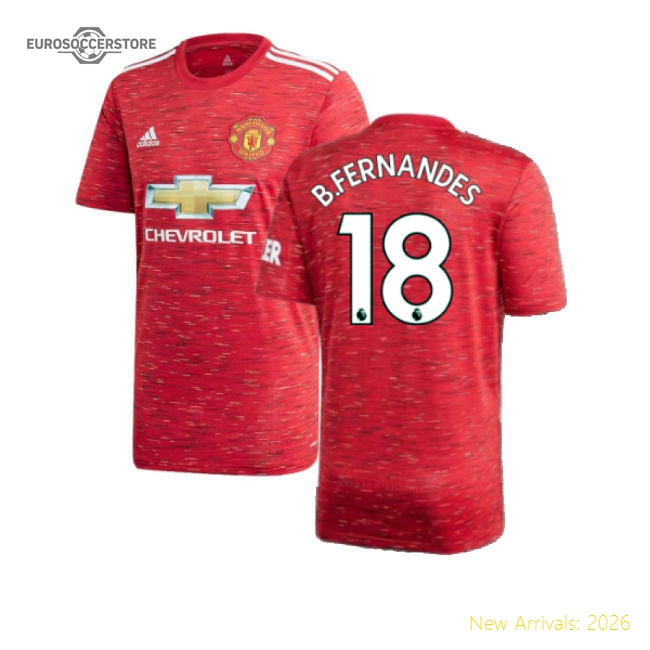 2020-2021 Man Utd Adidas Home Football Shirt (B.FERNANDES 18)-Football Jersey Hub