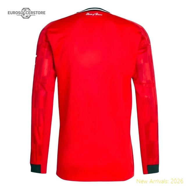 2025-2026 Man Utd Long Sleeve Home Shirt (Martinez 6)-Football Jersey Hub