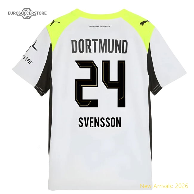 2025-2026 Borussia Dortmund Away Shirt (Kids) (Svensson 24)-Football Jersey Hub