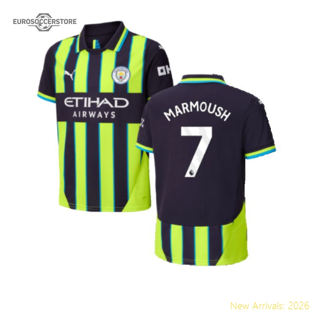 2024-2025 Man City Away Shirt (Kids) (Marmoush 7)-Football Jersey Hub