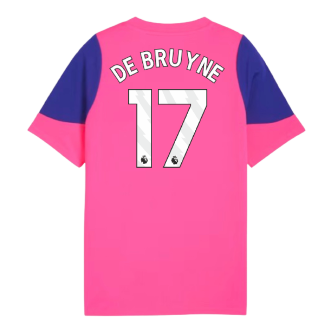 2025-2026 Man City Training Jersey (Fluro Pink) - Kids (De Bruyne 17)-Football Shirts Shop