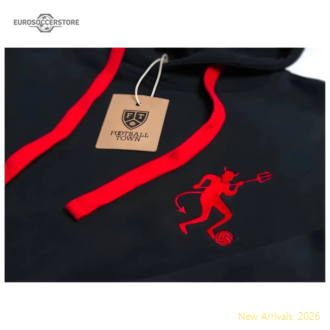 Manchester Retro Football Hoodie The Devil (Black)-Football Jersey Hub