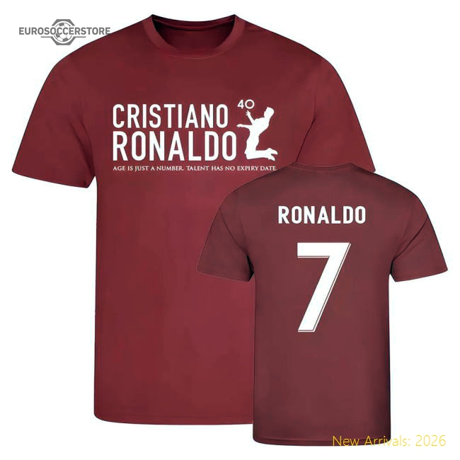 Cristiano Ronaldo at 40 Manchester United T-Shirt #7 (Red)-Football Jersey Hub