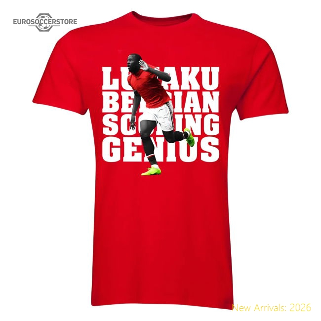 Romelu Lukaku Man Utd Player T-Shirt (Red) - Kids-Football Jersey Hub