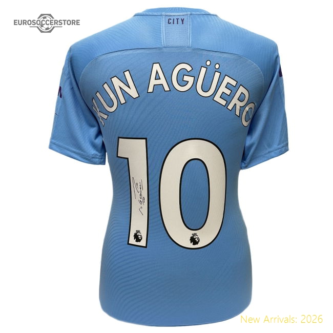 Manchester City FC Aguero Signed Shirt-Football Shirts Shop