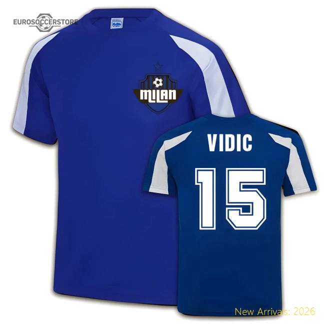 Nemanja Vidic Inter Milan Sports Training Jersey (blue) - Kids-Football Shirts Shop