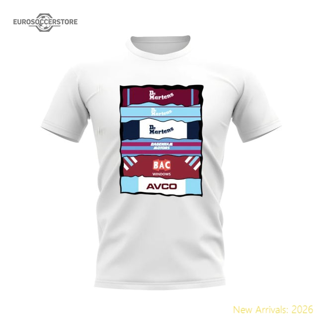 West Ham Shirt Sponsor History T-shirt (White)-Vantage Point Soccer