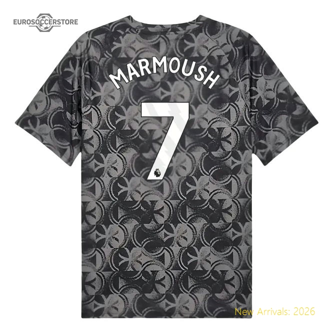 2025-2026 Man City Warm Up Jersey (Black) (Marmoush 7)-Football Shirts Shop