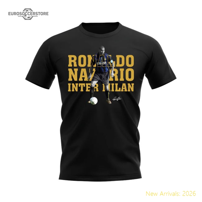 Ronaldo Nazario Inter Milan Player Tee (Black)-Football Shirts Shop