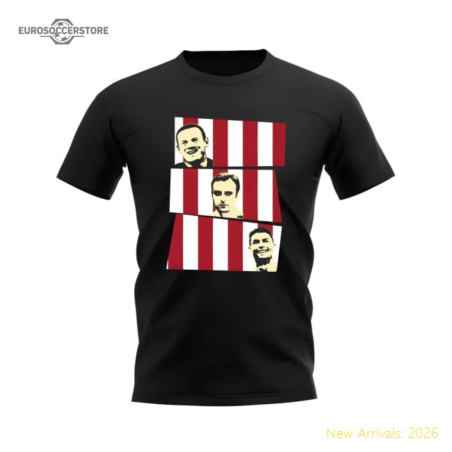 Rooney Berbatov Ronaldo Manchester United Trio T-Shirt (Black)-Football Jersey Hub