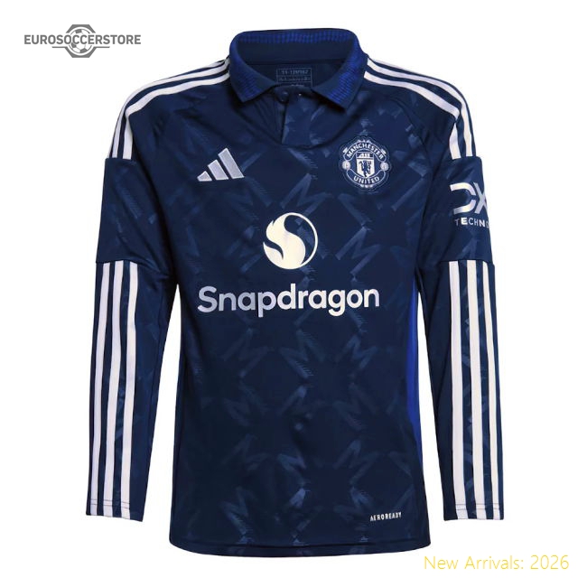 2024-2025 Man Utd Long Sleeve Away Shirt (Kids) (Mainoo 37)-Football Jersey Hub