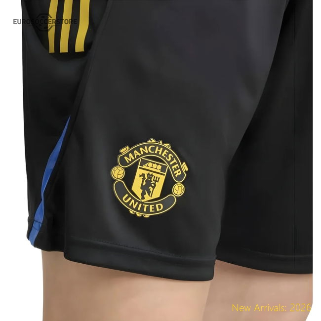 2025-2026 Man Utd EU Training Shorts (Black)-Football Jersey Hub