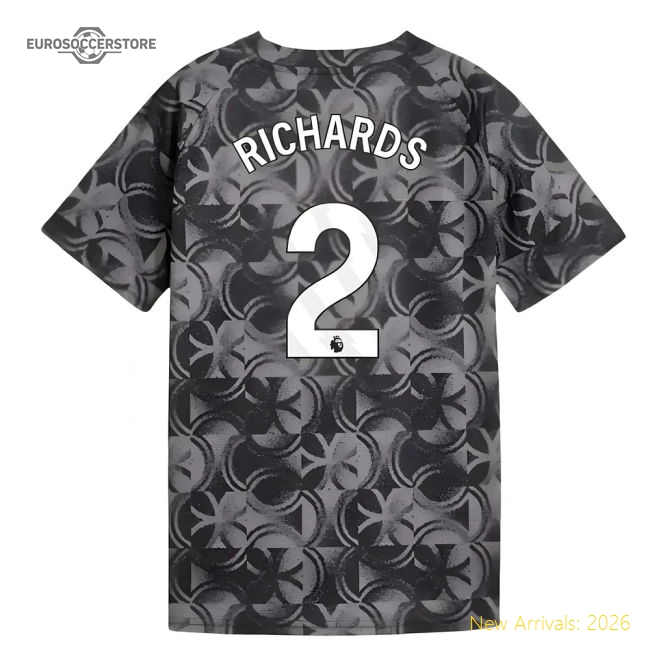 2025-2026 Man City Warm Up Jersey (Black) - Kids (Richards 2)-Football Shirts Shop