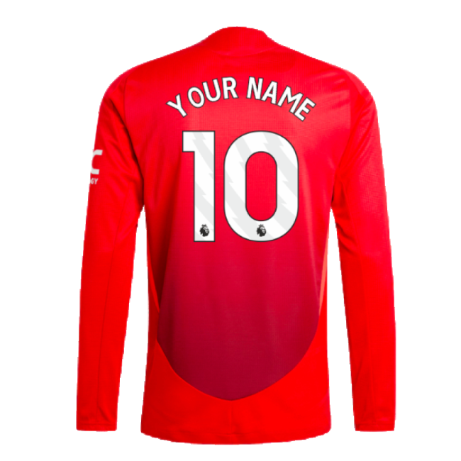 2024-2025 Man Utd Authentic Long Sleeve Home Shirt (Your Name)-Football Jersey Hub