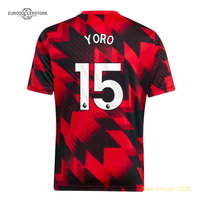 2025-2026 Man Utd Pre-Match Shirt (Red) - Kids (Yoro 15)-Football Jersey Hub
