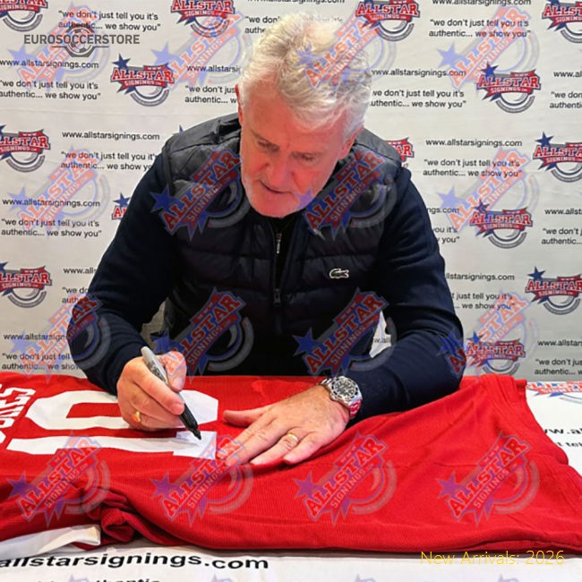 Manchester United FC 1985 Hughes Signed Shirt (Framed)-Football Jersey Hub