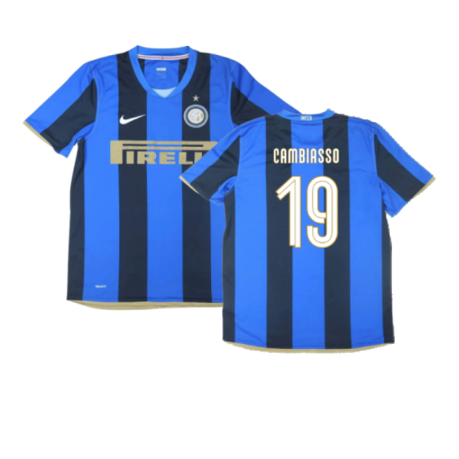 Inter Milan 2008-09 Home Shirt ((Excellent) S) (Cambiasso 19)-Football Shirts Shop