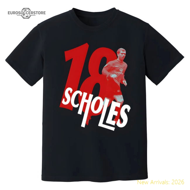 Paul Scholes Man United Premier League Legend T-Shirt (Black)-Football Jersey Hub