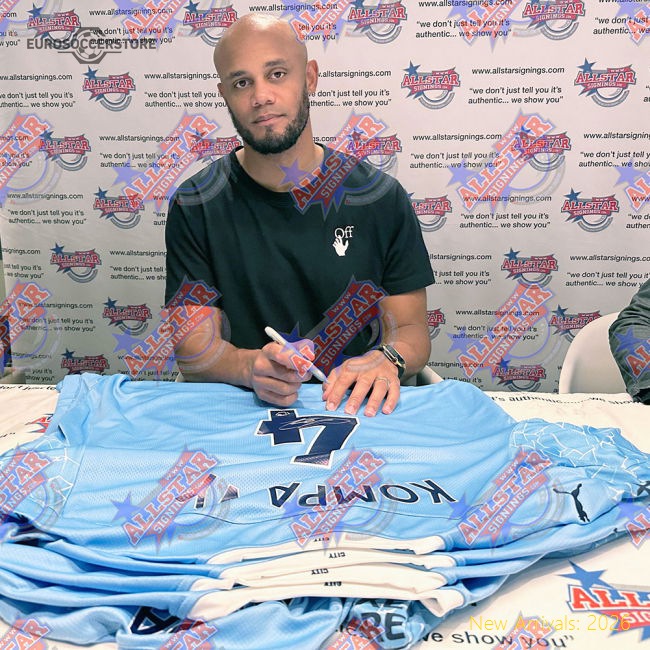 Manchester City FC Kompany Signed Shirt-Football Shirts Shop