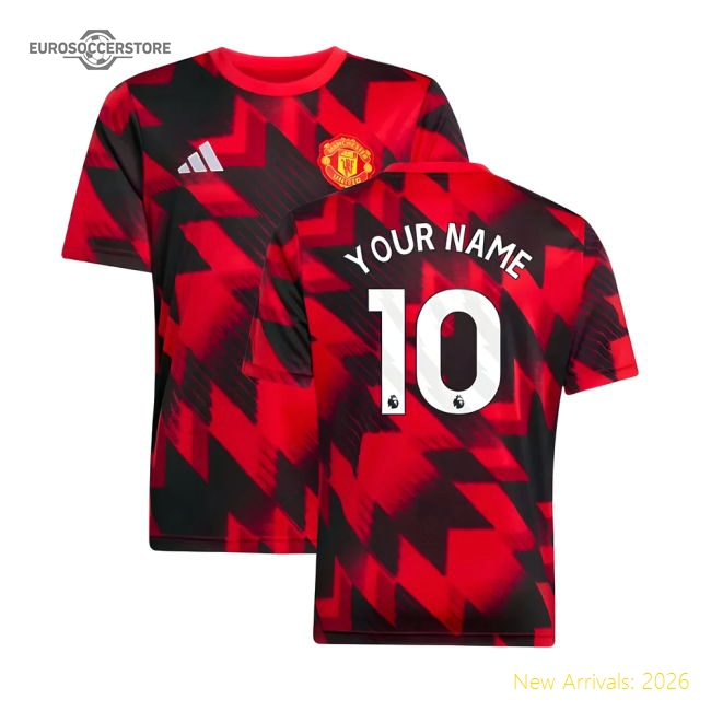 2025-2026 Man Utd Pre-Match Shirt (Red) - Kids (Your Name)-Football Jersey Hub