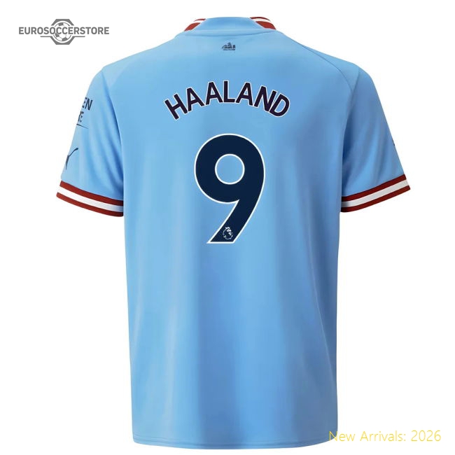 2022-2023 Man City Home Shirt (Kids) (HAALAND 9)-Football Shirts Shop