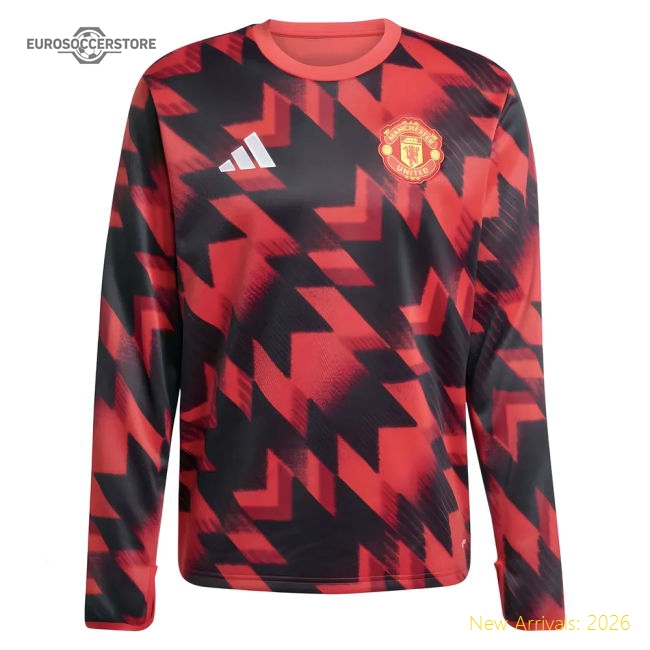 2025-2026 Man Utd Pre-Match Warm Top (Red)-Football Jersey Hub