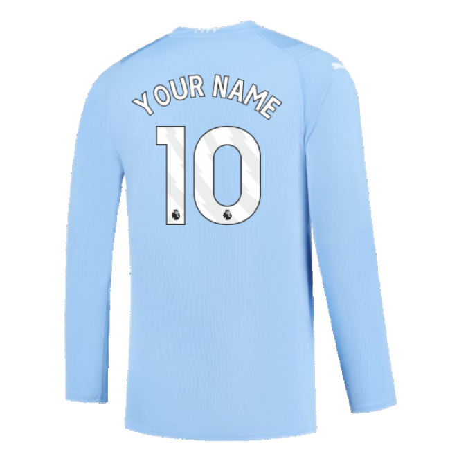 Manchester City 2023-2024 Puma Home Long Sleeved Shirt (S) (Good) (Your Name)-PitchVibe Kits