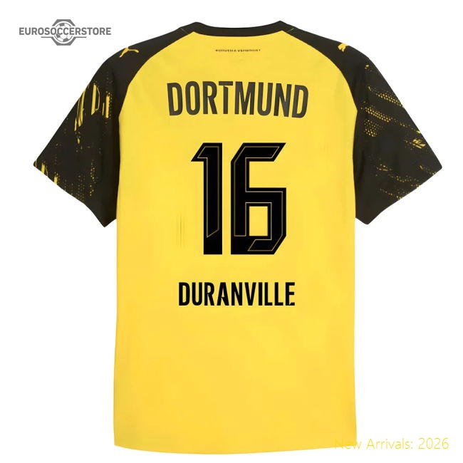 2025-2026 Borussia Dortmund Authentic Home Shirt (Duranville 16)-Football Jersey Hub