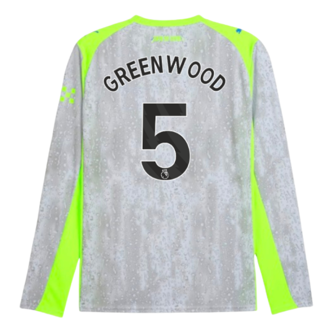 2025-2026 Man City Long Sleeve Third Shirt (Greenwood 5)-Football Jersey Hub