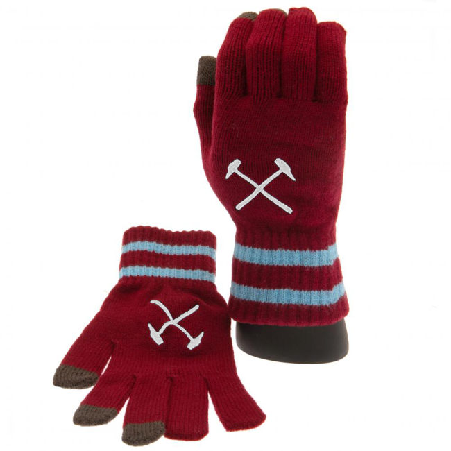West Ham United FC Touchscreen Knitted Gloves Youths-Vantage Point Soccer
