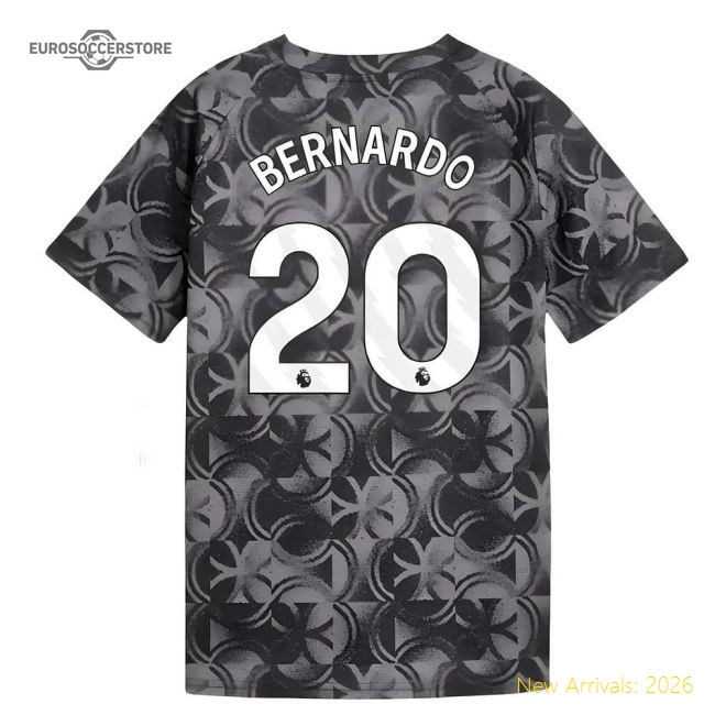 2025-2026 Man City Warm Up Jersey (Black) - Kids (Bernardo 20)-Football Shirts Shop