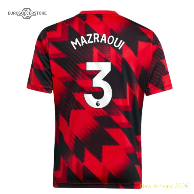 2025-2026 Man Utd Pre-Match Shirt (Red) - Kids (Mazraoui 3)-Football Jersey Hub