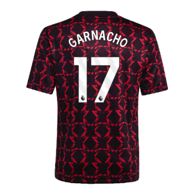 2024-2025 Man Utd Pre-Match Shirt (Black) - Kids (Garnacho 17)-Football Jersey Hub