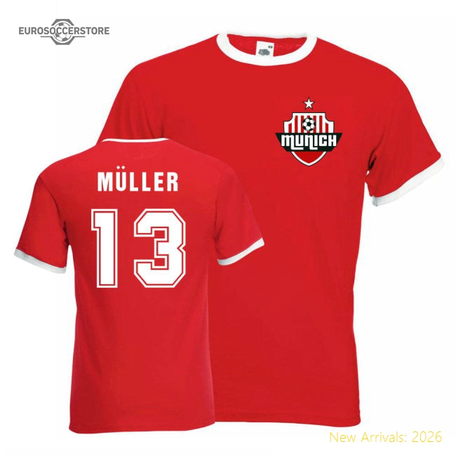 Thomas Muller Bayern Munich Ringer Tee (red)-PitchVibe Kits