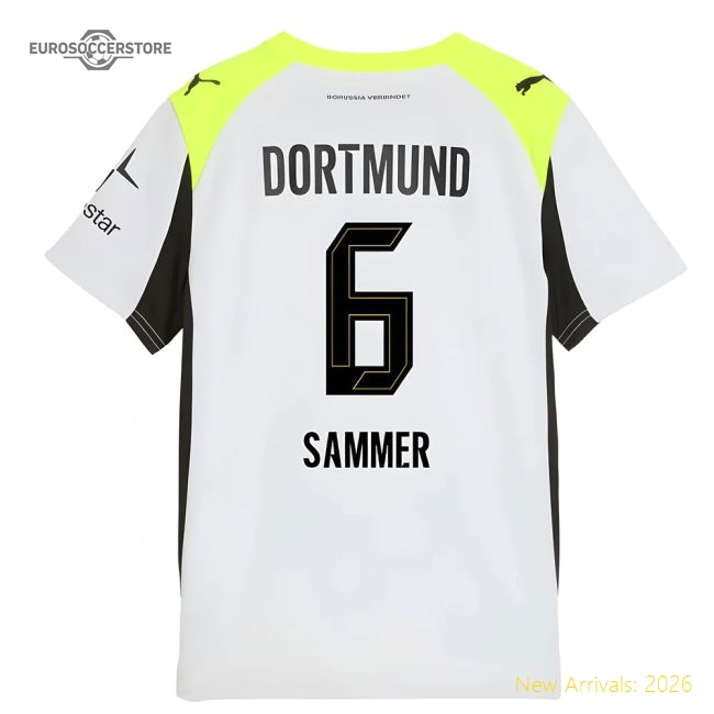 2025-2026 Borussia Dortmund Away Shirt (Kids) (Sammer 6)-Football Jersey Hub