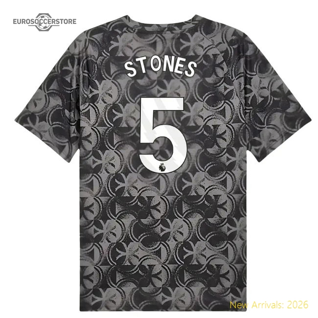 2025-2026 Man City Warm Up Jersey (Black) (Stones 5)-Football Shirts Shop