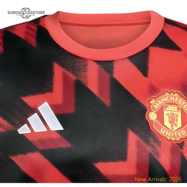 2025-2026 Man Utd Pre-Match Warm Top (Red)-Football Jersey Hub