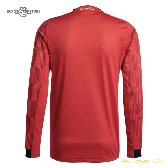 2025-2026 Man Utd Authentic Long Sleeve Home Shirt-Football Jersey Hub