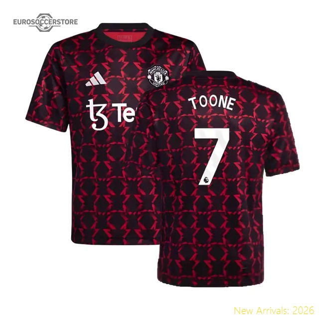 2024-2025 Man Utd Pre-Match Shirt (Black) - Kids (Toone 7)-Football Jersey Hub
