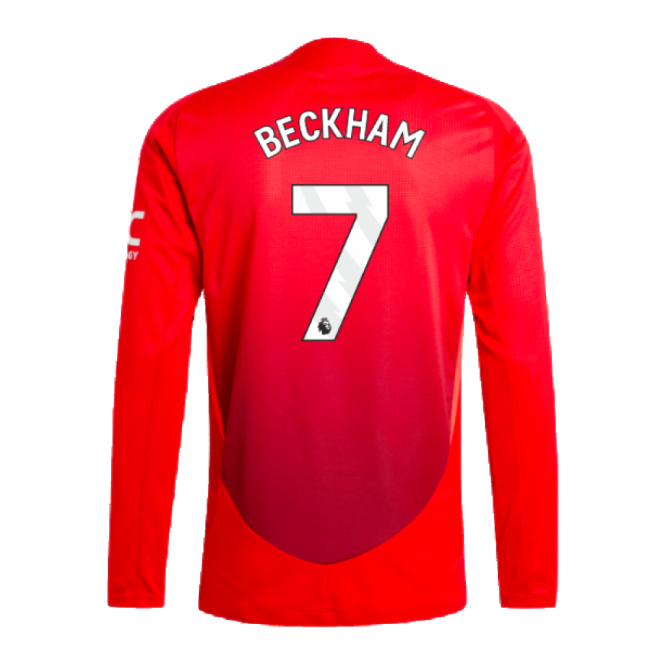 2024-2025 Man Utd Authentic Long Sleeve Home Shirt (Beckham 7)-Football Jersey Hub