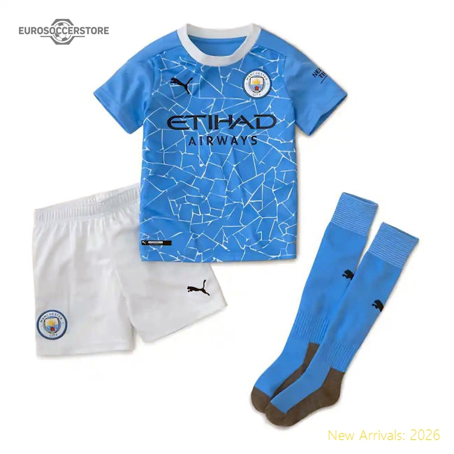 2020-2021 Manchester City Home Little Boys Mini Kit (Your Name)-Football Jersey Hub