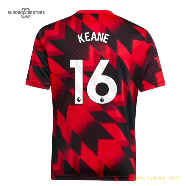2025-2026 Man Utd Pre-Match Shirt (Red) - Kids (Keane 16)-Football Jersey Hub