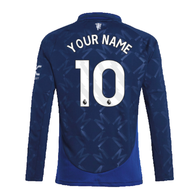 2024-2025 Man Utd Long Sleeve Away Shirt (Kids) (Your Name)-Football Jersey Hub