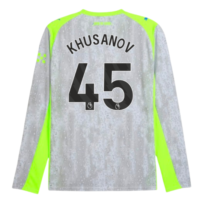 2025-2026 Man City Long Sleeve Third Shirt (Khusanov 45)-Football Jersey Hub