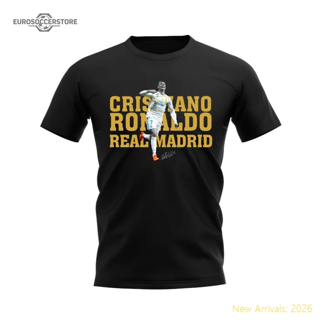Cristiano Ronaldo Real Madrid Player Tee (Black)-BuySoccerJersey Hub