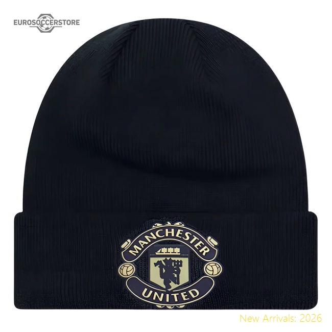 Man Utd Black Cuff Beanie-Football Jersey Hub