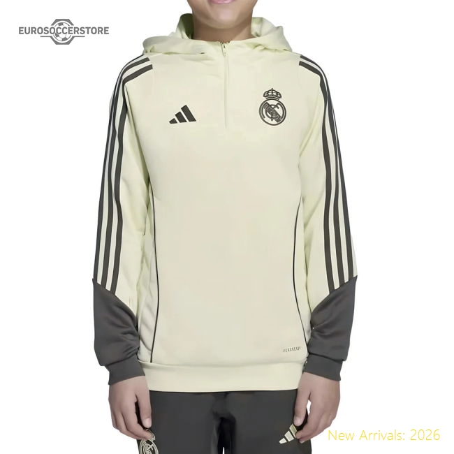 2025-2026 Real Madrid Training Hoody (Almost Lime) - Kids-BuySoccerJersey Hub