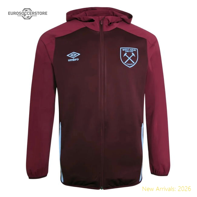 2020-2021 West Ham Hooded Jacket (Claret)-Vantage Point Soccer